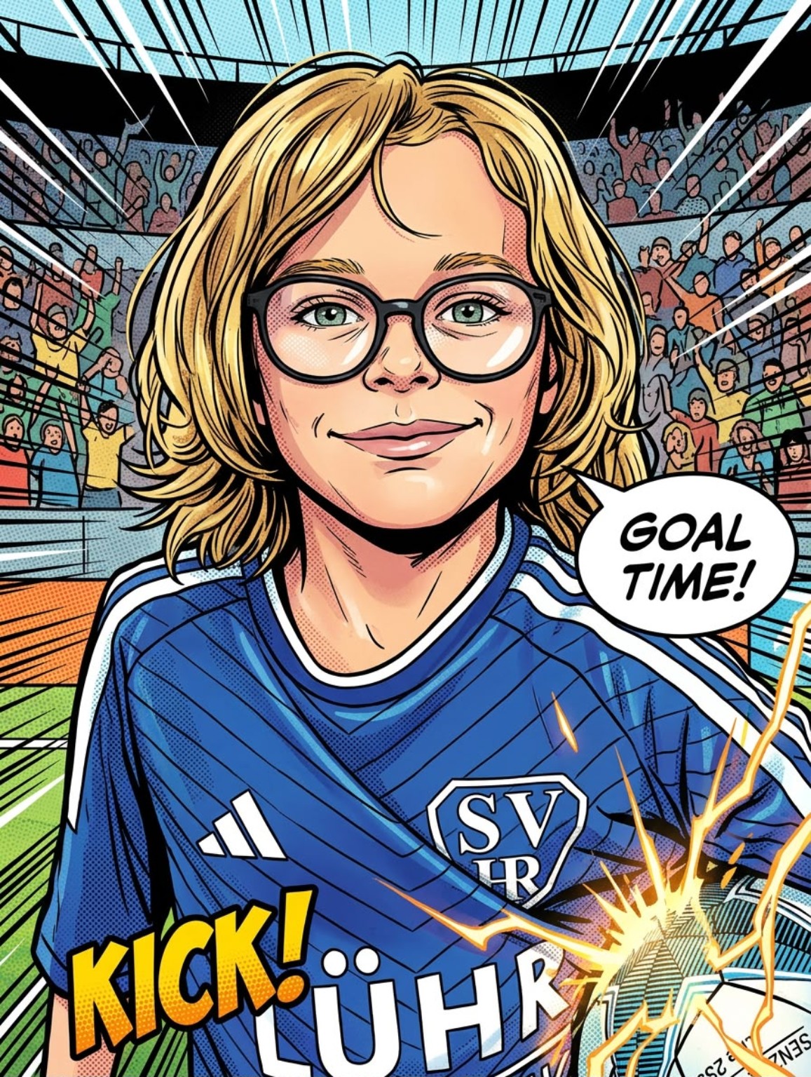 Comic-style football portrait of Mats